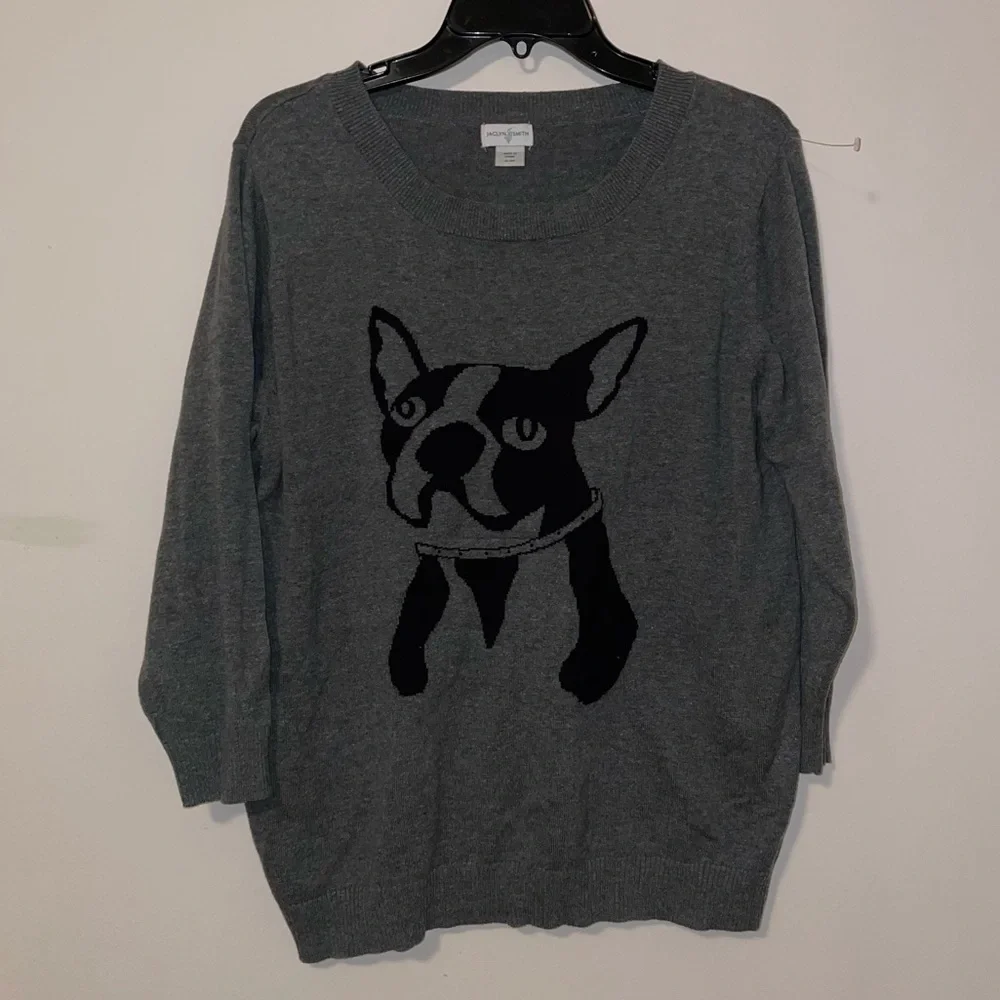 Jaclyn Smith French Bulldog Crew Neck Lightweight Sweater Size XL - Picture 1 of 6
